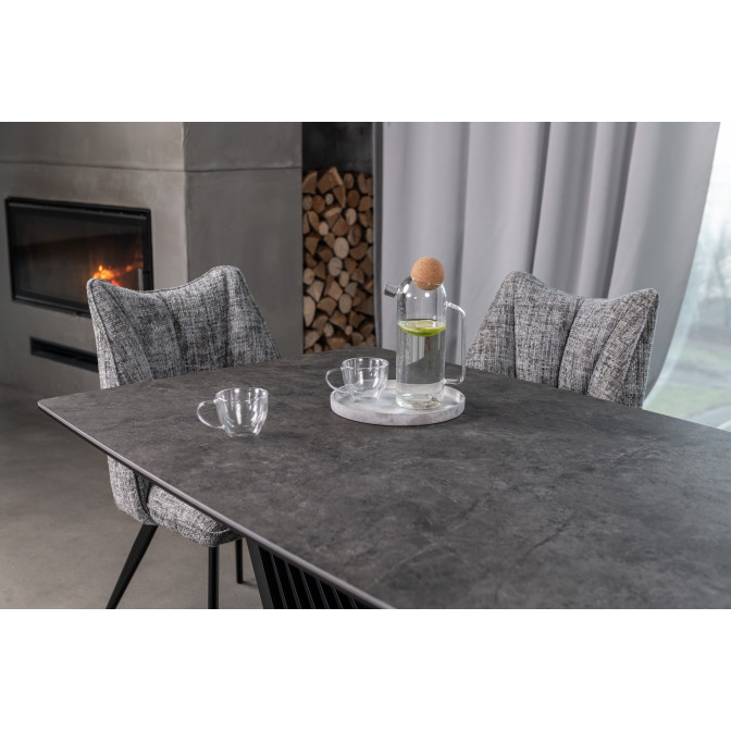 Керамический стол Феличе TML-1000 грей шторм + черный Vetro mebel