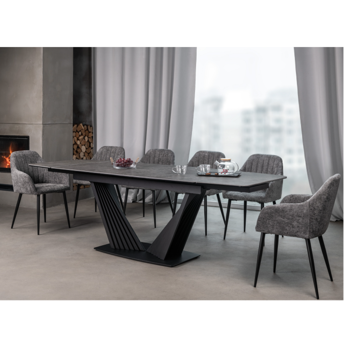 Керамический стол Феличе TML-1000 грей шторм + черный Vetro mebel