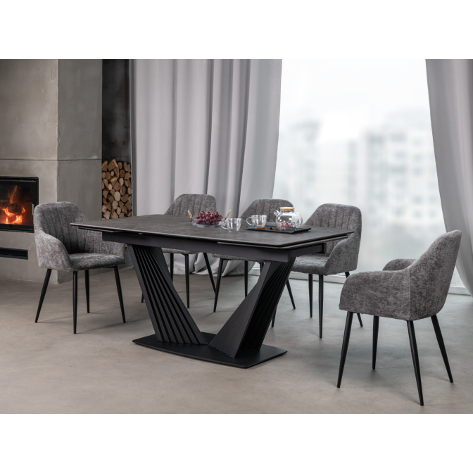 Керамический стол Феличе TML-1000 грей шторм + черный Vetro mebel