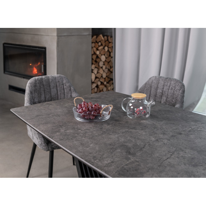 Керамический стол Феличе TML-1000 грей шторм + черный Vetro mebel