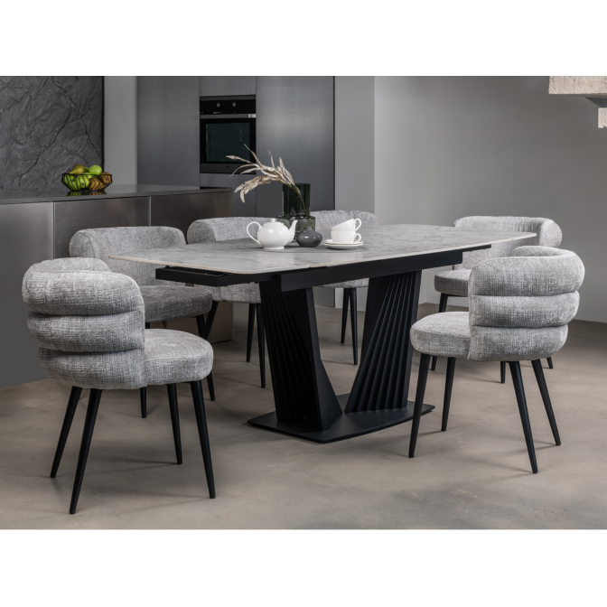 Керамический стол Феличе TML-1000-1 клауди грей  +  черный Vetro mebel