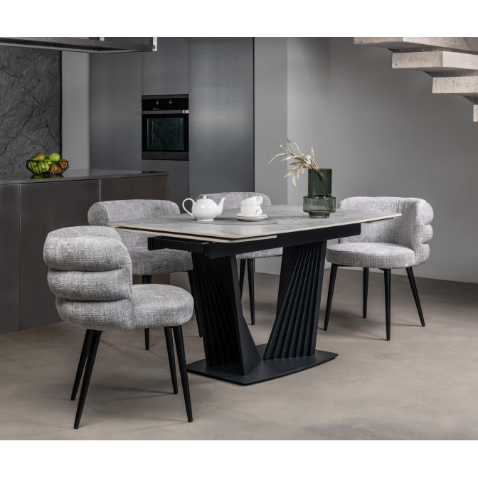 Керамический стол Феличе TML-1000-1 клауди грей  +  черный Vetro mebel