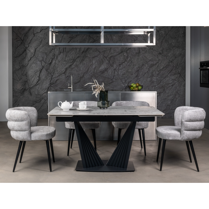 Керамический стол Феличе TML-1000-1 клауди грей  +  черный Vetro mebel