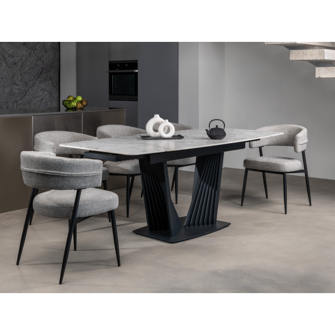 Керамический стол Феличе TML-1000-1 клауди грей  +  черный Vetro mebel