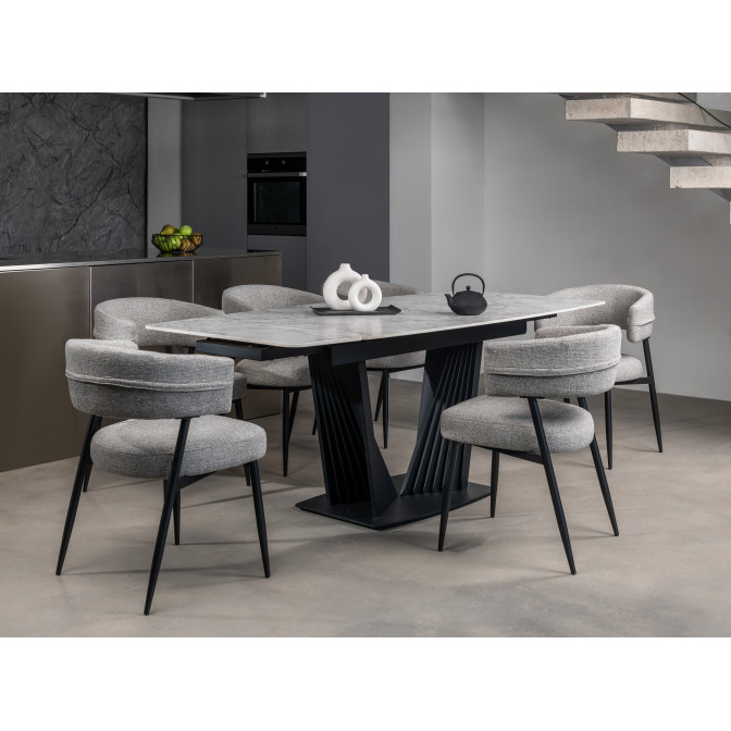 Керамический стол Феличе TML-1000-1 клауди грей  +  черный Vetro mebel
