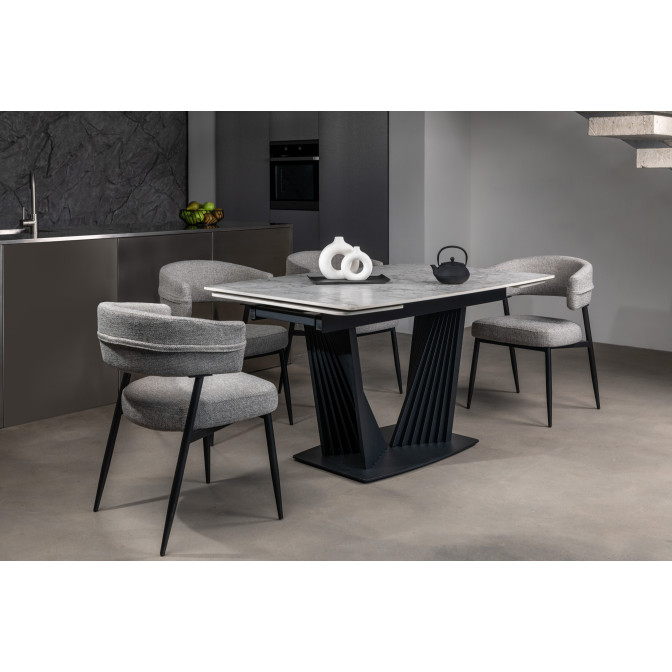 Керамический стол Феличе TML-1000-1 клауди грей  +  черный Vetro mebel