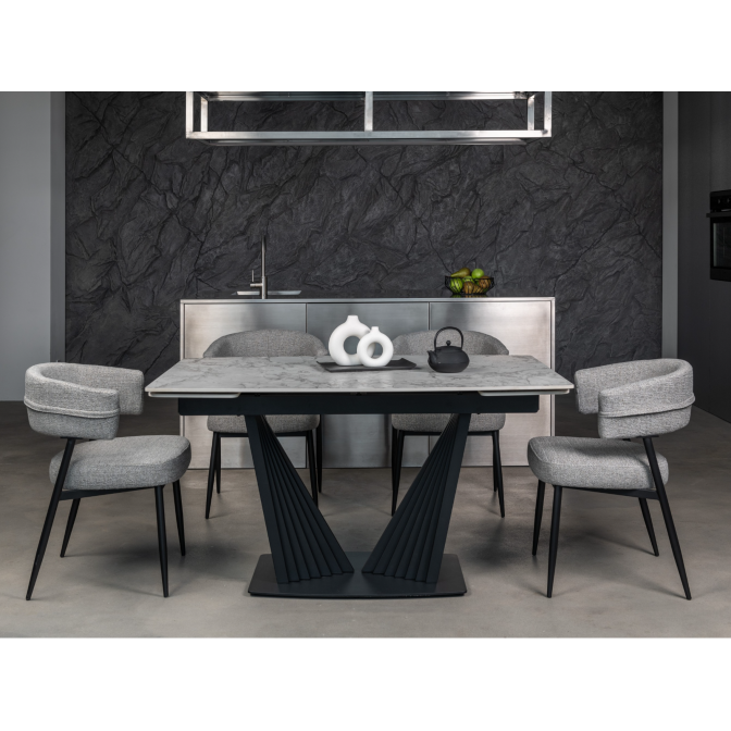 Керамический стол Феличе TML-1000-1 клауди грей  +  черный Vetro mebel