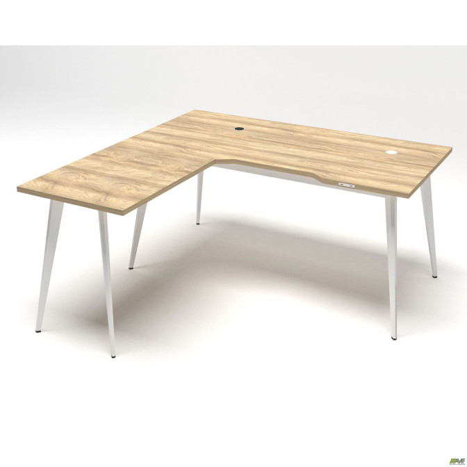 Робоче місце Delta DL-102 (1590х1600х750мм) Блеквуд Ячмінний/Каркас білий AMF