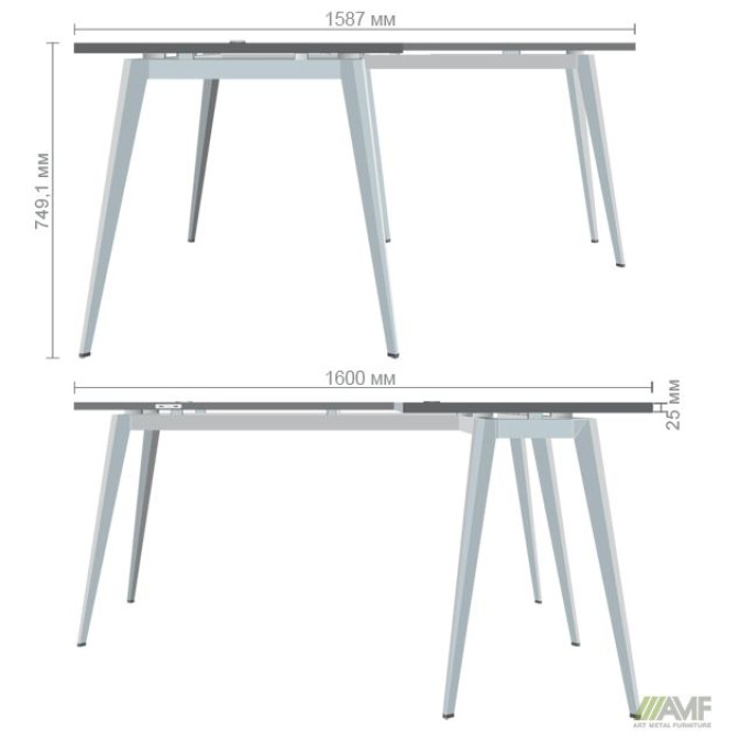 Робоче місце Delta DL-102 (1590х1600х750мм) Блеквуд Ячмінний/Каркас білий AMF