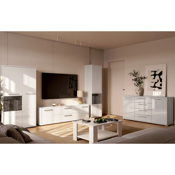 Комод 2Дв 4Ящ 1,9м Фемели / Family Глянец Белый MiroMark FM-169-WB