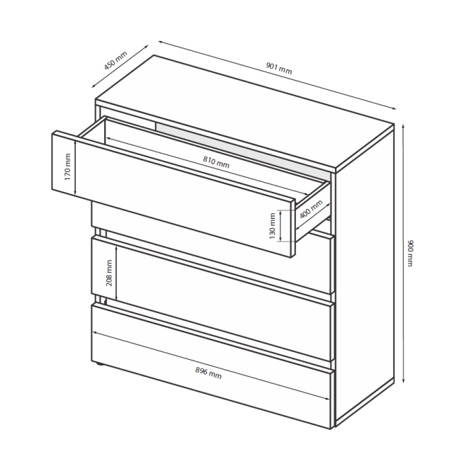 Комод 4Ящ Мія / Mia Глянець Білий MiroMark MI-64-WB