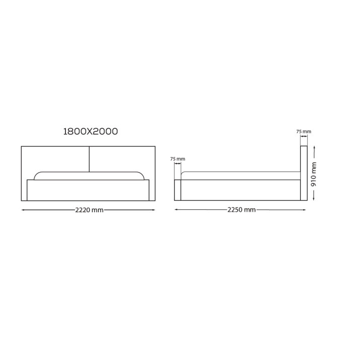 Ліжко М'яка оббивка з підйомним механізмом 1,8х2,0 Дуо / Duo MiroMark SF-48-DU