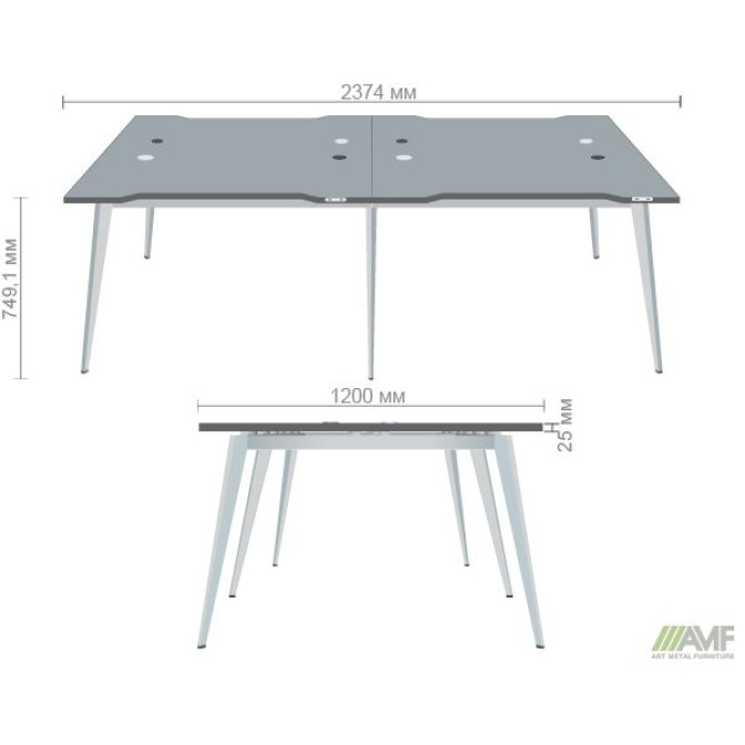 Рабочая станция Delta DL-104 (2380х1200х750мм) Блэквуд Ячменный/Каркас белый AMF