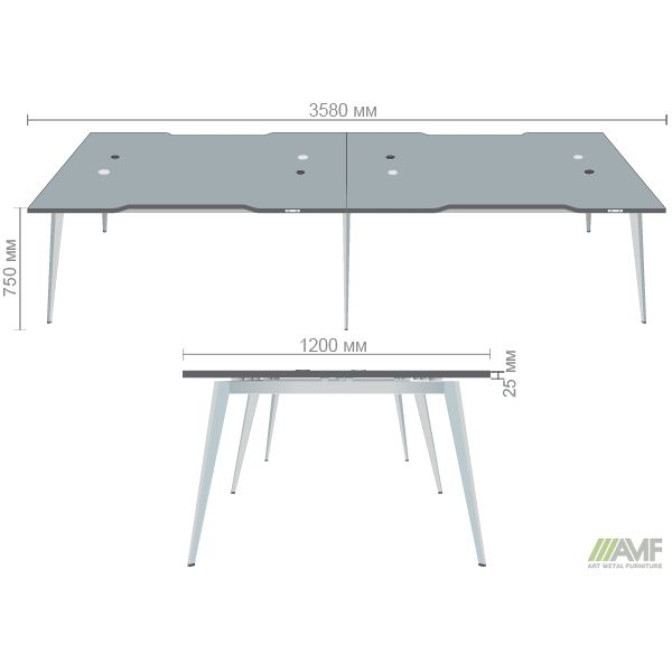 Рабочая станция Delta DL-105 (3580х1200х750мм) Блэквуд Ячменный/Каркас белый AMF