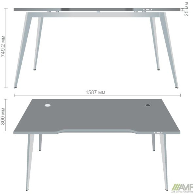 Стіл Delta DL-106 (1590х800х750мм) Блеквуд Ячмінний/Каркас білий AMF