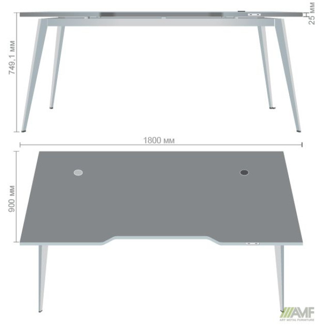 Стіл Delta DL-107 (1790х900х750мм) Блеквуд Ячмінний/Каркас білий AMF