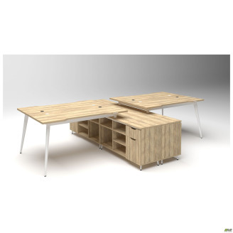 Рабочая станция Delta DL-108(3180х2400х750мм) Блэквуд Ячменный/Каркас белый/Опора белый AMF