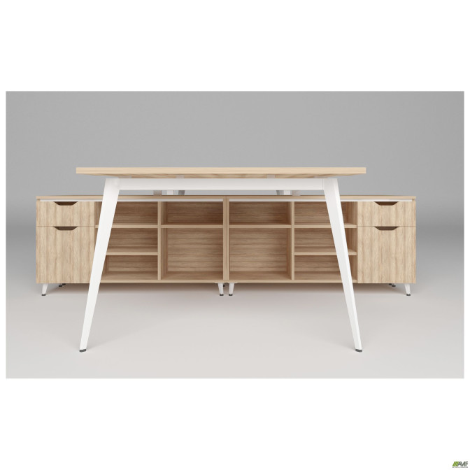 Рабочая станция Delta DL-108(3180х2400х750мм) Блэквуд Ячменный/Каркас белый/Опора белый AMF
