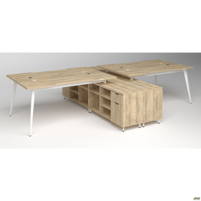 Рабочая станция Delta DL-109 (3580х2400х750мм) Блэквуд Ячменный/Каркас белый/Опора белый AMF
