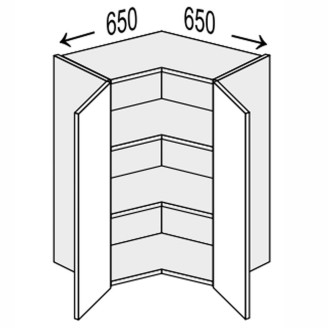 Кухонная секция Глори верхняя угол В 90° 650х650/720 2дв GL-492W/01 MiroMark