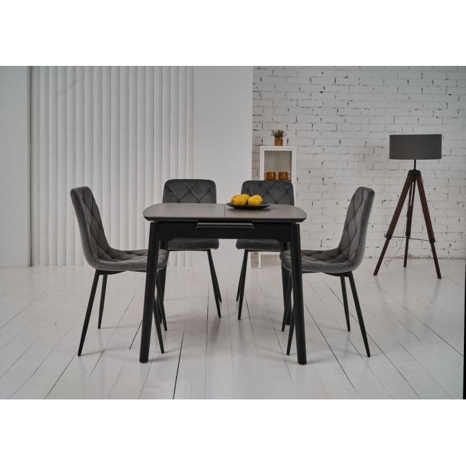 Керамический стол TM-87-1 айс грей  +  черный Vetro mebel