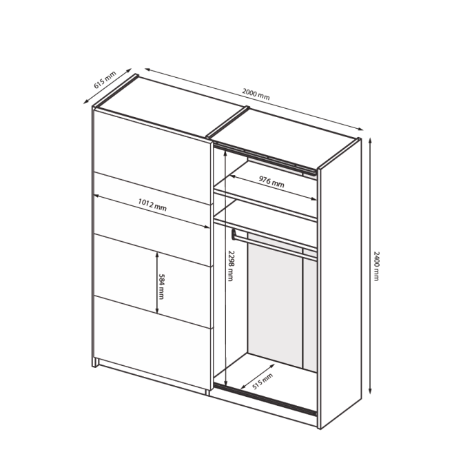 Шкаф-купе с зеркалом 2,0x2,4 Белла / Bella Глянец Белый MiroMark BL-86-WB