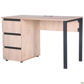 Компьютерный стол Pluto ST L (1200х600х750) Дуб Эндгрейн/Черный графит AMF