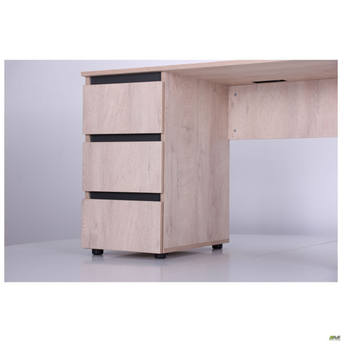 Компьютерный стол Pluto ST L (1200х600х750) Дуб Эндгрейн/Черный графит AMF