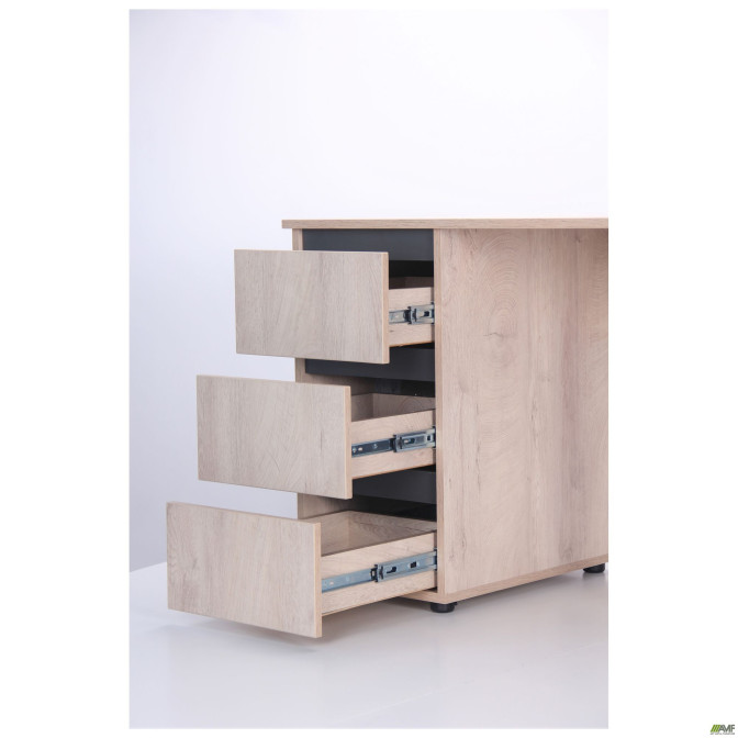 Компьютерный стол Pluto ST L (1200х600х750) Дуб Эндгрейн/Черный графит AMF
