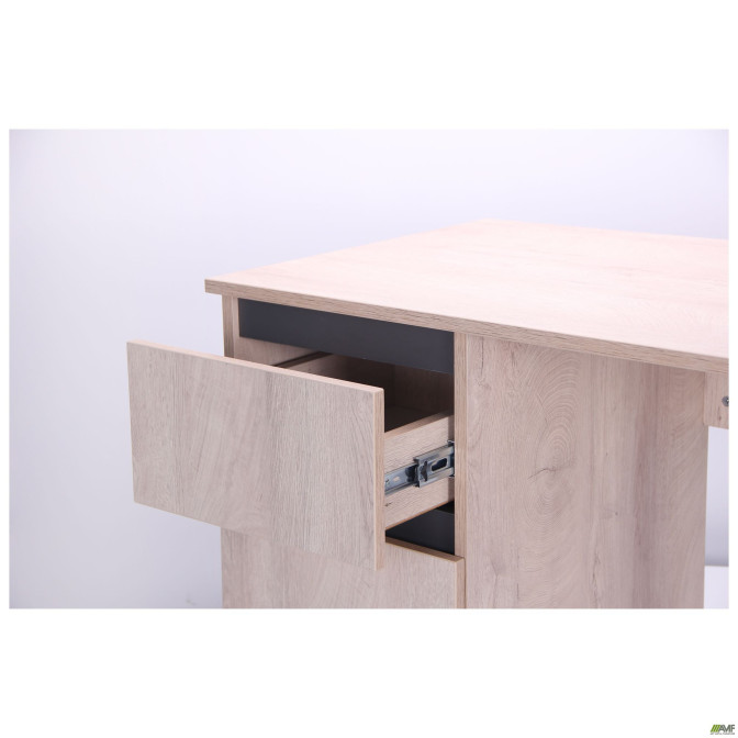 Компьютерный стол Pluto ST L (1200х600х750) Дуб Эндгрейн/Черный графит AMF