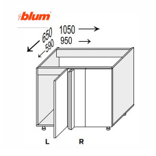 Кухонная секция Миллениум WG нижняя Угол Н 90° 1050х650/820 1дв Pro Blum Правая ML-096W/01R MiroMark