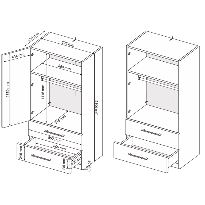 Шкаф гардеробный Фемели 2Д2Ш MiroMark фото