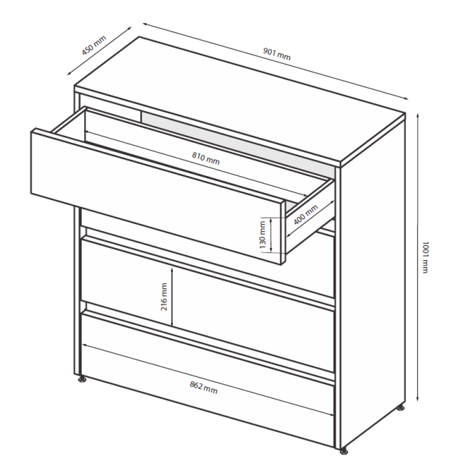 Комод 4Ящ Тібо / Tibo Супер Мат Білий MiroMark TB-64-WM