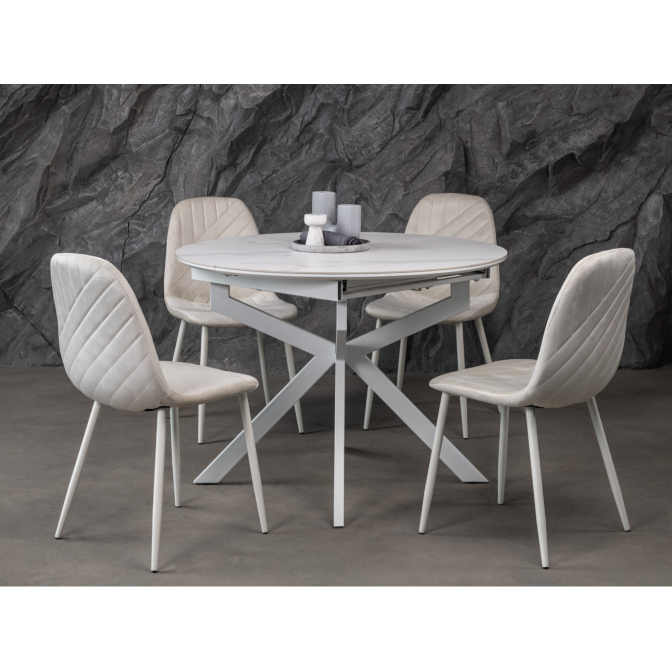 Керамический стол Офелия TML-1250 калакатта кристалл  +  белый Vetro mebel