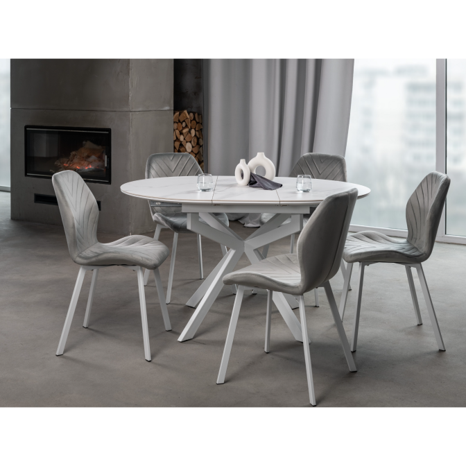 Керамический стол Офелия TML-1250 калакатта кристалл  +  белый Vetro mebel