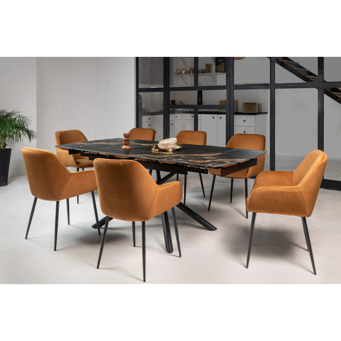 Керамический стол Пино TML-1200-1 пьер блэк  +  черный Vetro mebel