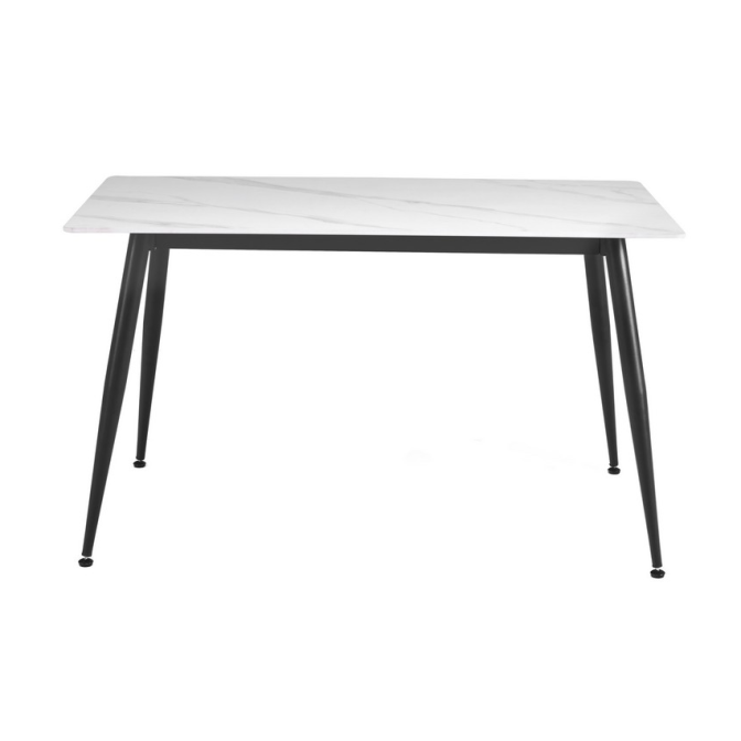 Обеденный керамический стол TM-100 белый мрамор  +  черный Vetro mebel