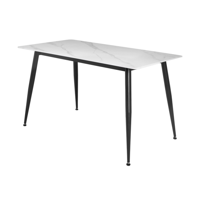 Обеденный керамический стол TM-100 белый мрамор  +  черный Vetro mebel