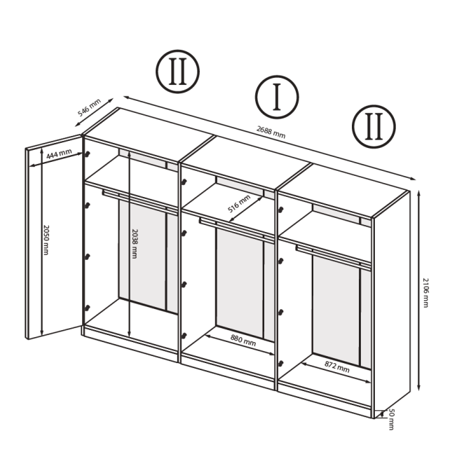 Шкаф Фемели 6Дв без зеркала MiroMark фото
