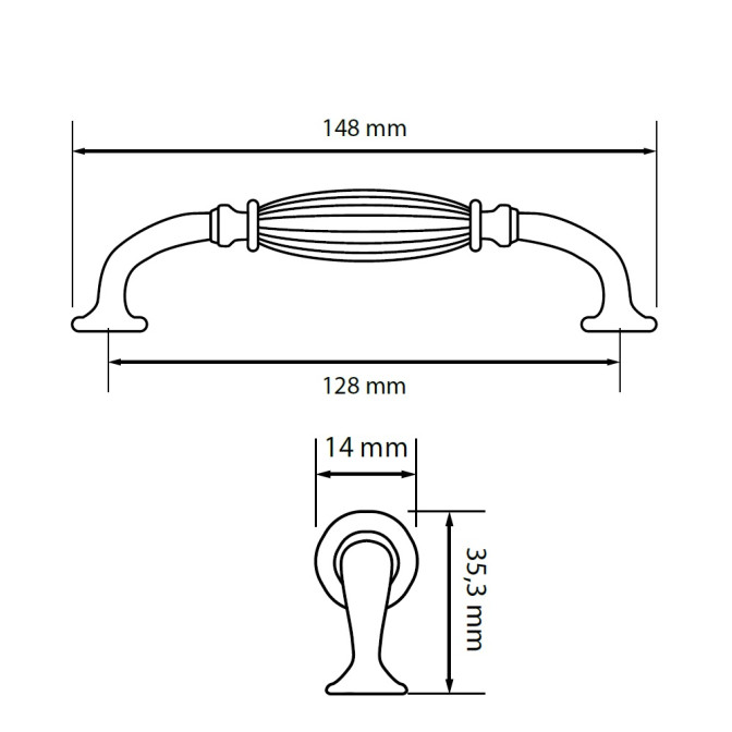 Ручка металлическая СС-128мм HL-05-BL MiroMark