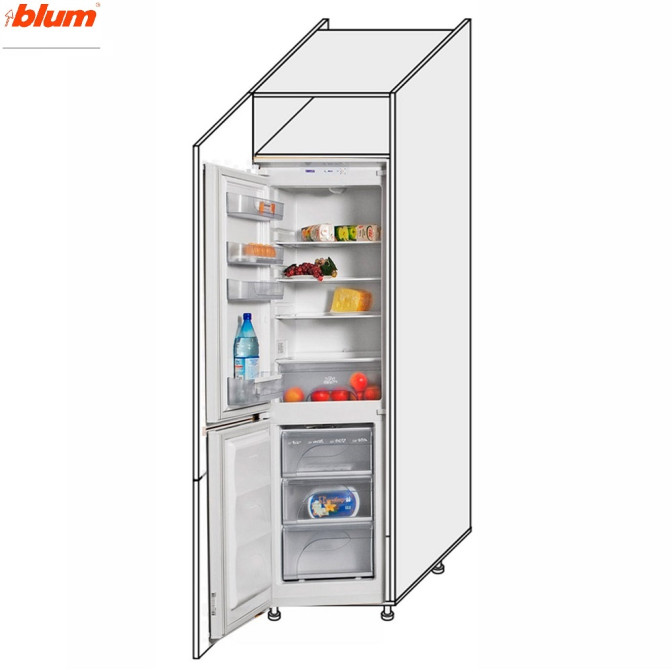 Кухонна секція Вінтаж Пенал 60ПХ/2140 Холодильник Pro Blum VN-767W/9003 MiroMark