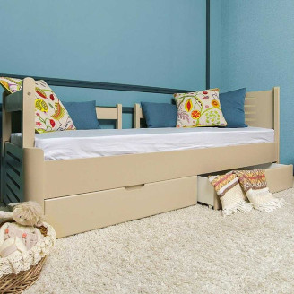 Кровать детская Марго с ящиками 2 шт. Белая  +  перегородка 90Х190 Олимп У-1