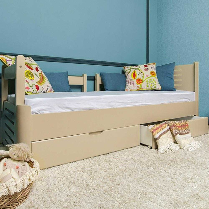 Ліжко дитяче Марго з ящиками 2 шт. Біла  +  перегородка 90Х190 Олімп У-1 фото