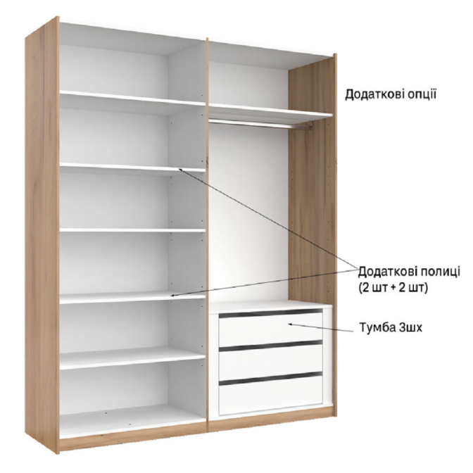 Шкаф-купе 2,0x2,1 Белла / Bella Глянец Белый MiroMark BL-20-WB