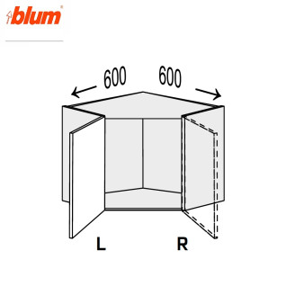 Кухонная секция Миллениум верхняя Угол В 45° 600х600/450 1дв Pro Blum Правая ML-393W/9003R MiroMark