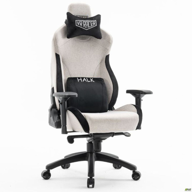 Крісло геймерське VR Racer Textile Halk сірий/чорний AMF