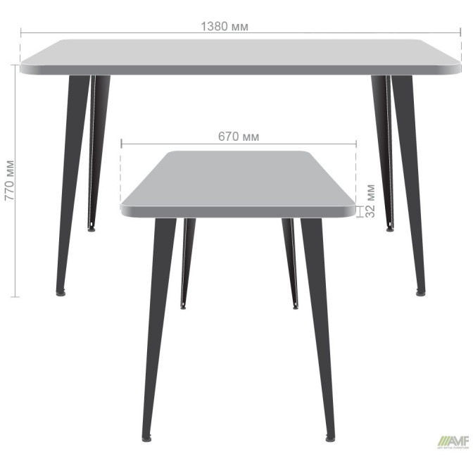 Стіл Cherry 1400 (1380х670хН770) чорний графіт / Дуб Ліворно AMF