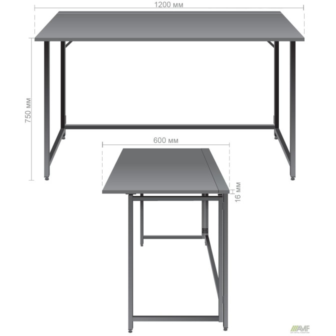 Стіл розкладний Fold FL1200 (1200х600х750Н) чорний/Сірий Шифер AMF