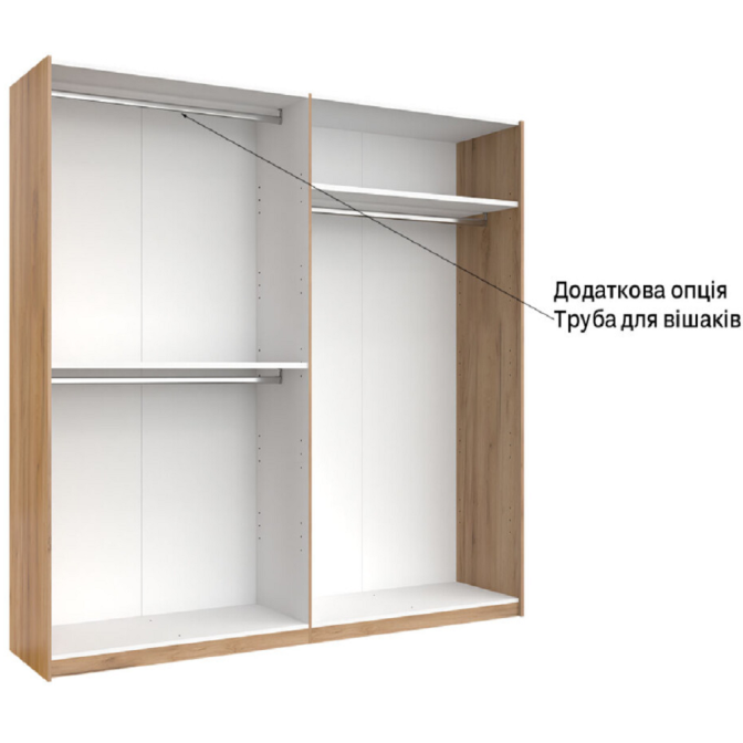 Шкаф-купе без зеркала 2,5*2,1 Асти / Asti Глянец Белый - Дуб Крафт MiroMark AS-21-WB