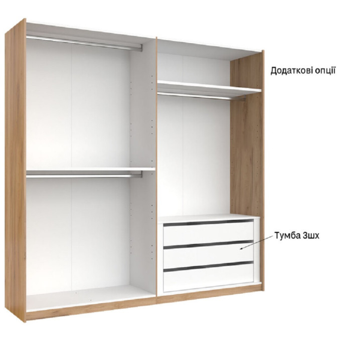 Шкаф-купе без зеркала 2,5*2,1 Асти / Asti Глянец Белый - Дуб Крафт MiroMark AS-21-WB
